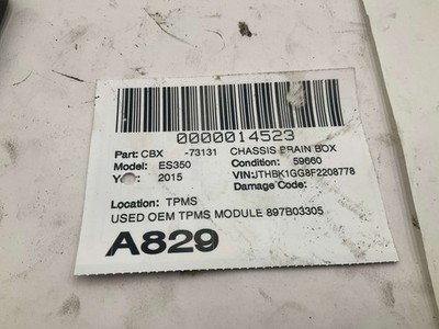 2014-2018 LEXUS ES350 Tire Pressure TPMS Control Module w/ 59k OEM 897b033050 - Image 4