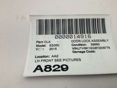 2015-2018 LEXUS ES350 Left Front Driver Door Lock Latch Actuator 59k OEM - Image 5