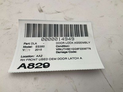 2015-2018 LEXUS ES350 Right Front Passener Door Lock Latch Actuator 59k OEM - Image 6