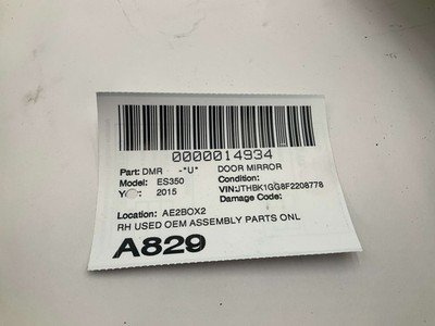 2015-2018 LEXUS ES350 Right Passenger Door Mirror Parts ONLY Star Fire Pearl OEM - Image 6