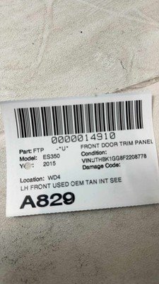 2015 LEXUS ES350 Front Left Driver Door Trim Panel Parchment Tan 59k OEM - Image 15