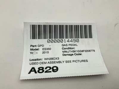 2013-2015 LEXUS ES350 Gas Pedal Accelerator w/ Sensor 59k Miles OEM - Image 5