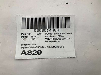 2013-2015 LEXUS ES350 Power Brake Booster 3.5L Tested 59k Miles OEM 4461033A10 - Image 5