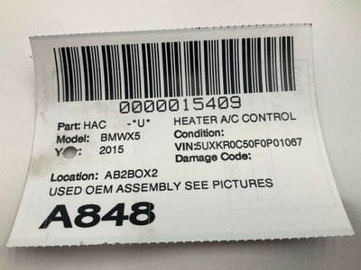 2014-2018 BMW F15 F16 X5 Heater AC Climate Conrol w/ Radio Controls 75k OEM - Image 7