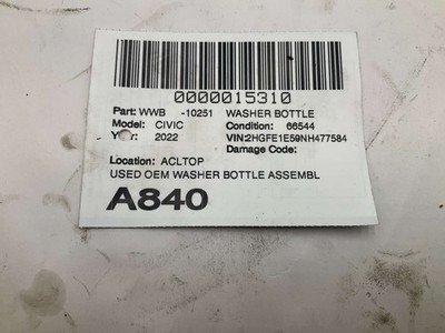 2022-2024 HONDA CIVIC Si Windshield Washer Fluid Reservoir Bottle 66k OEM - Image 5