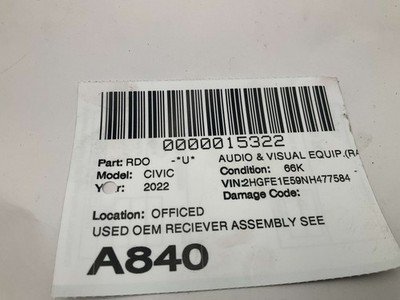 2022-2024 HONDA CIVIC Si Audio Radio Receiver US Market 66k OEM 8A500T20A11 - Image 7