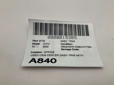 2022-2024 HONDA CIVIC Si Sedan Center Dash Trim w/ Air Vents Hazard and Start - Image 7