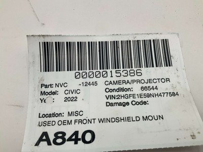 2022-2024 HONDA CIVIC Si Front Windshield Lane Assist Camera 66k OEM 36160T38A07 - Image 5