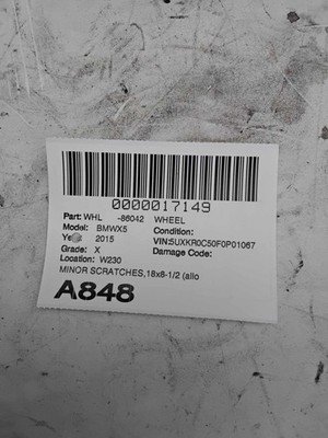 14 15 16 17 18 BMW F15 X5 Wheel Rim 18x8.5 Alloy 5 V Spoke 36116853952 OEM - Image 4