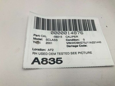 01 02 MERCEDES W220 S500 S55 Front Right Passenger Brake Caliper Brembo OEM - Image 6