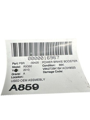 10 11 12 13 14 15 LEXUS RX350 RX450h Power Brake Booster 3.5L 446100E030 OEM - Image 7