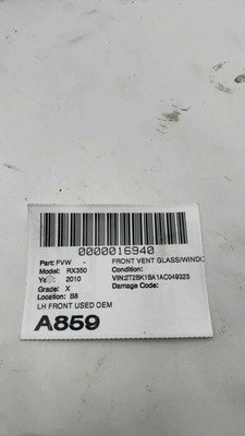 10 11 12 13 14 15 LEXUS RX350 Front Left Driver Side A Pillar Vent Glass 86k OEM - Image 11