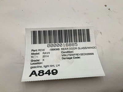 13 14 15 16 17 18 TOYOTA RAV4 Rear Door Window Glass Driver Left Gasoline OEM - Image 4