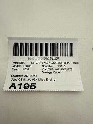 2007-2008 LEXUS LS460 4.6L Engine Motor Brain Box 95k Miles OEM 8966150A12 - Image 6