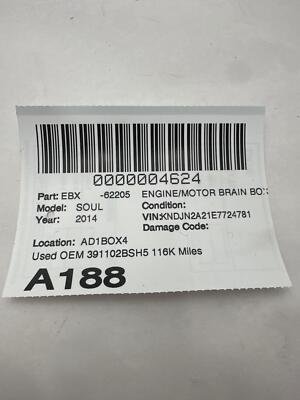 2014-2016 KIA SOUL Engine Motor Brain Box OEM 391102BSH5 116k Miles - Image 6