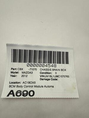 2012-2013 MAZDA 3 BCM Body Control Module Automatic Transmission OEM BGV661560A - Image 7