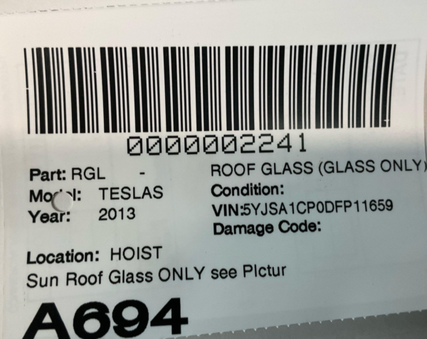 2013-2018 TESLA S Roof Glass No tracks Only Glass OEM - Image 8