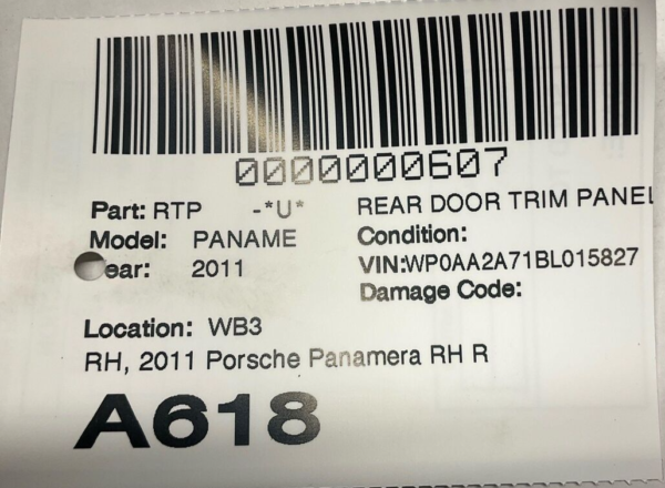 2011 Porsche Panamera Rear Door Trim Panel Rh Oem Cream Color - Image 14