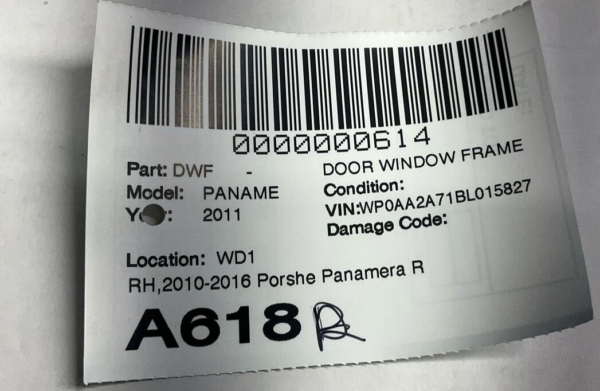 2010-2016 Porshe Panamera Rear Right Door Window Frame Regulator Carrier OEM - Image 3