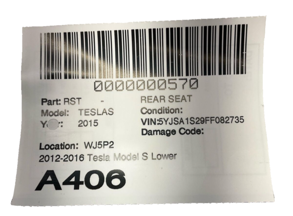 2015 Tesla S Rear Lower Cushion Cream Leather - Image 5