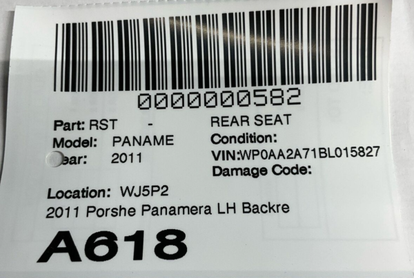 2011-2016 PORSCHE PANAMERA Rear Seat Back Rest w/ Headrest OEM - Image 6