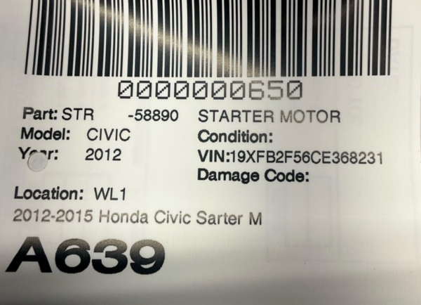 2012-2015 Honda Civic Sarter Motor 1.8l OEM 50k Miles - Image 4