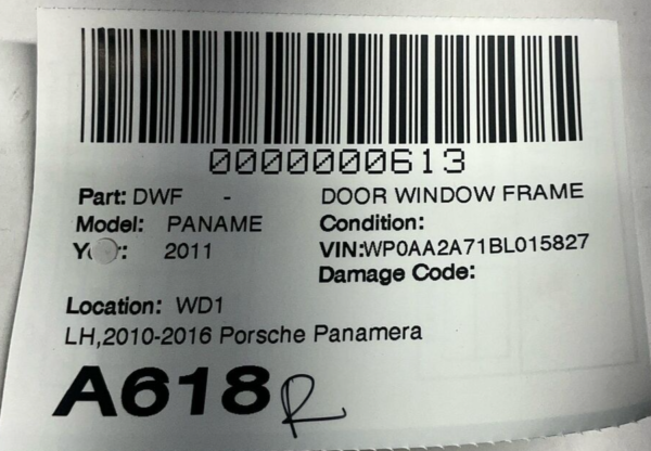 2010-2016 Porsche Panamera Rear Left Window Door Frame Regulator Carrier OEM - Image 2