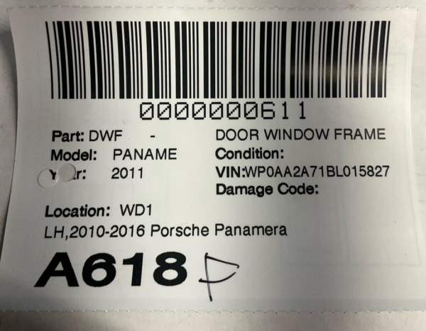 2010-2016 Porsche Panamera Front Left Door Window Regulator OEM 970.537.201.00 - Image 3