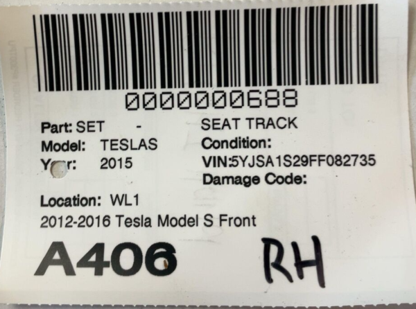 15 TESLA S Seat Track 2012-2016 Tesla Model S Front Left Seat Track W/ Motor Oem - Image 4