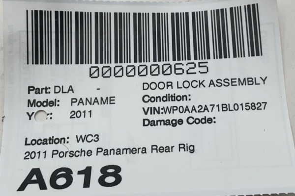 2011 Porsche Panamera Rear Right Door Lock Assembly Oem - Image 4