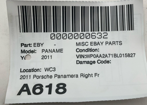 2011 Porsche Panamera Right Front Door Check Stop Shock Strut OEM - Image 5