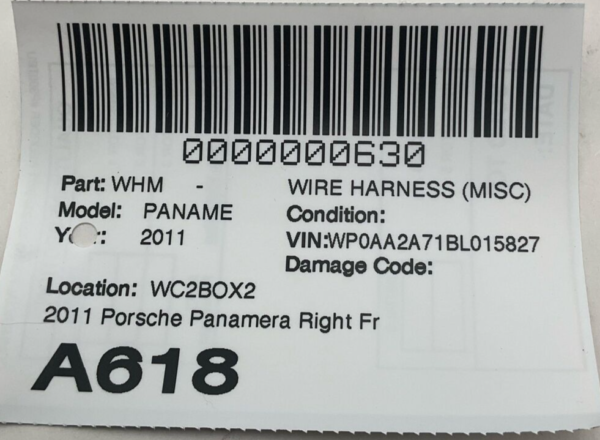 2011 Porsche Panamera Right Front Door Wire Harness OEM - Image 4