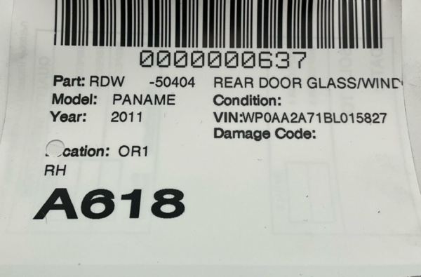 2010-2016 PORSCHE PANAMERA Right Rear Door Glass Window Passenger - Image 4