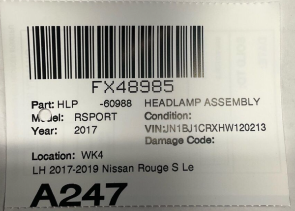 2017-2019 Nissan Rouge S Left Driver Headlight Assembly Oem Led - Image 8