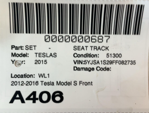 2012-2016 TESLA S Front Left Seat Track W/ Motor OEM - Image 3