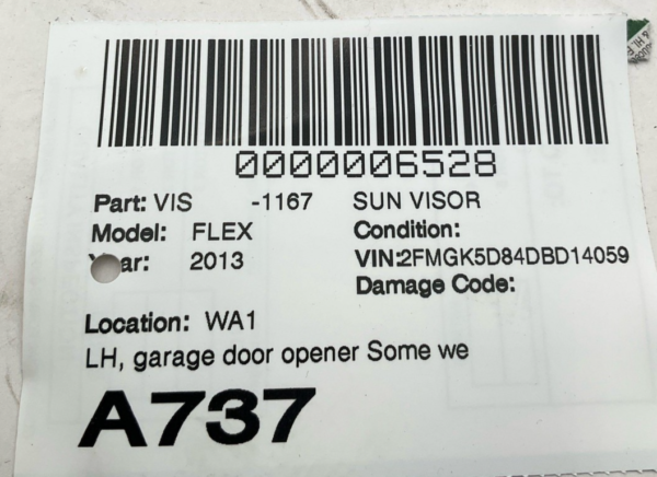 2013-2019 FORD FLEX Sun Visor Left Driver Side w/ Homelink OEM DA8Z7401404AA - Image 7