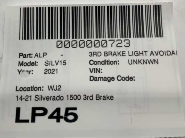 2021 Chevy Silverado 3rd Brake Light Avoidance Lamp OEM 23509162 - Image 6