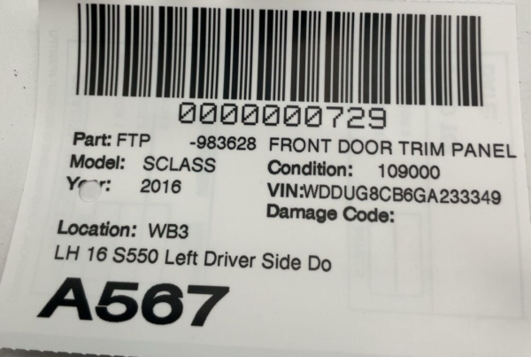 2014-2018 MERCEDES S-CLASS 550 W222 Front Left Door Trim Panel OEM A2227200173 - Image 3