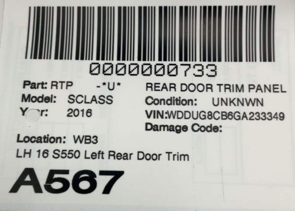 2014-2016 Mercedes Benz Left Driver Side Rear Door Trim Panel OEM - Image 10