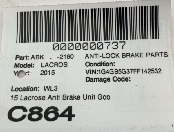 2014-2015 BUICK LACROSSE Anti-lock Brake Parts Unit OEM 23227589 - Image 5
