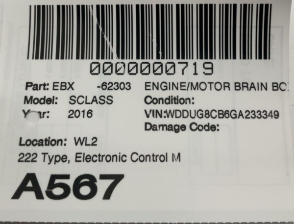 201-2018 MERCEDES S-CLASS Engine/motor Brain Box 222 Type OEM A 278 900 12 00 - Image 5