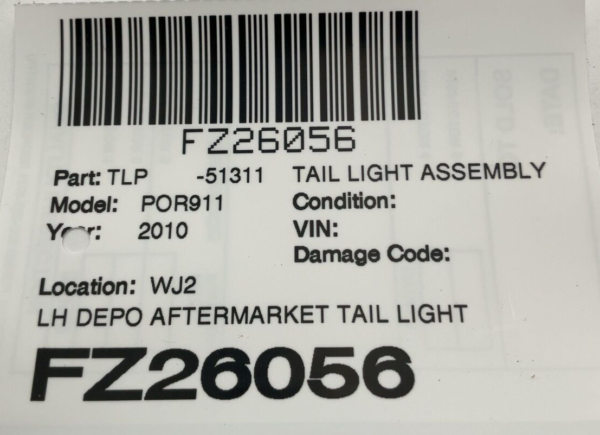 2010 Porsche 911 Left Driver Side Tail Light (After-Market) DEPO 1 Tab Broken - Image 6