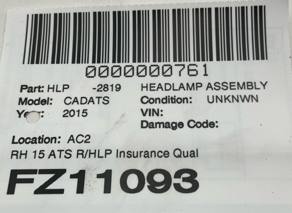 2015-2019 CADILLAC ATS Headlamp Assembly Right Passenger Side Insurance Quality - Image 8