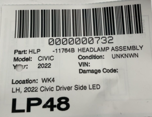 2022-2024 HONDA CIVIC Headlamp Assembly Left Driver Side LED OEM 33150T20A52 - Image 3