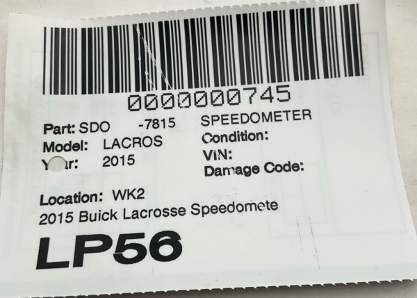 15 BUICK LACROSSE Speedometer 2015 Buick Lacrosse Speedometer Oem - Image 4