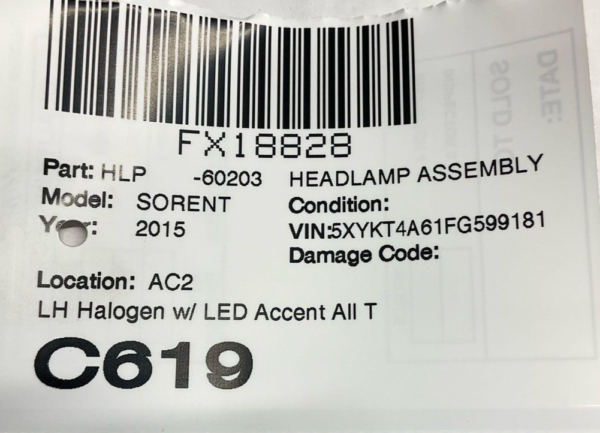 2014-2015 KIA SORENTO Left Driver Side Headlamp Assembly Halogen w/ LED Accent - Image 8