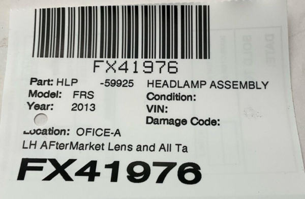 2013-2016 SCION FRS Headlamp Assembly Left Driver Side Aftermarket - Image 6