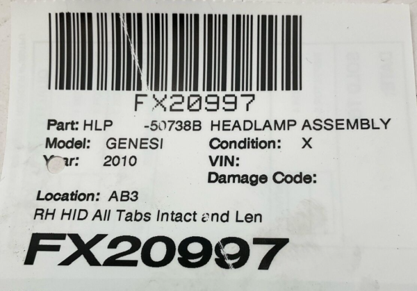 2009-2011 HYUNDAI GENESIS Headlamp Assembly Right Passenger Side HID OEM - Image 5
