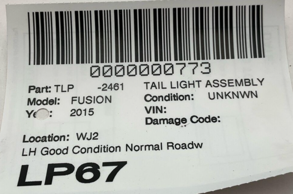 2013-2016 FORD FUSION Tail Light Assembly Left Driver Side OEM DS7Z13404H - Image 5