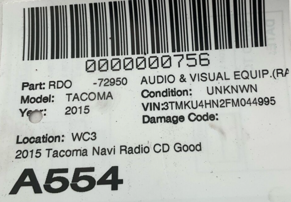 2014-2016 TOYOTA TACOMA Audio Visual Radio ID 510074 OEM 8610004121 - Image 6